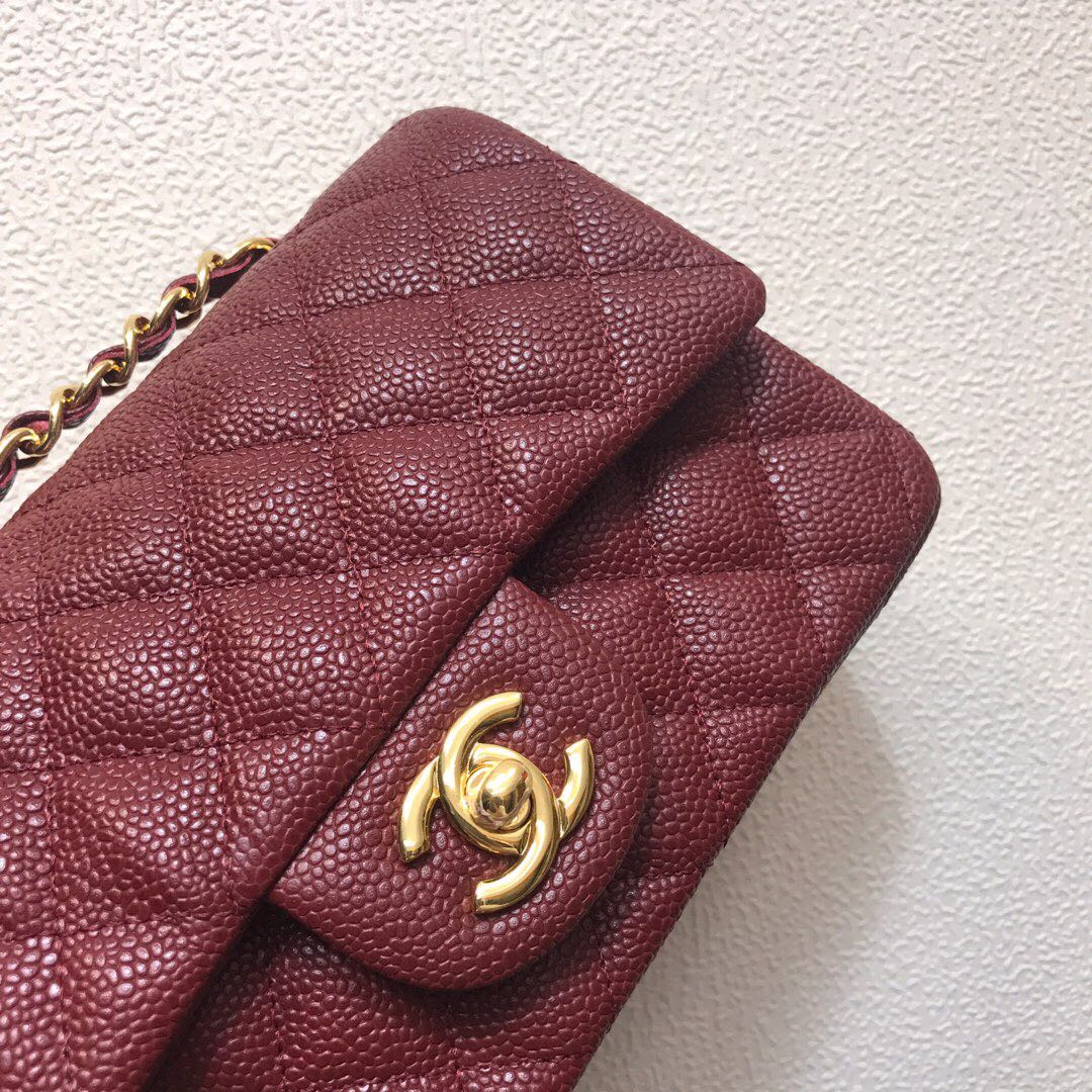 Chanel A69900 Mini Flap Bag Grained Calfskin Wine Red Gold - Default Title - View 3
