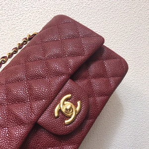 Chanel A69900 Mini Flap Bag Grained Calfskin Wine Red Gold - Default Title - View 3