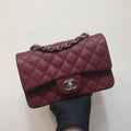 Chanel A69900 Mini Flap Bag Grained Calfskin Wine Red Silver - Default Title - View 1