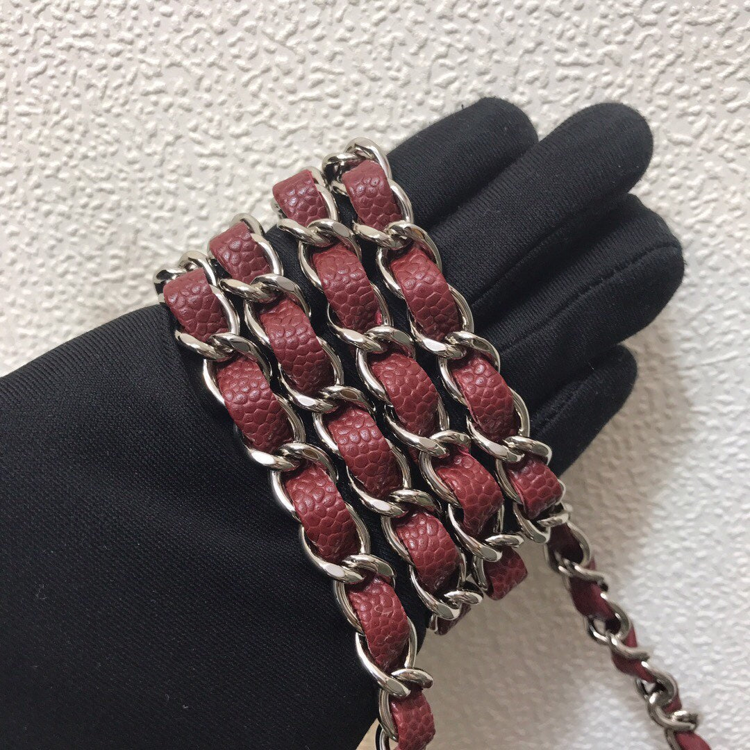Chanel A69900 Mini Flap Bag Grained Calfskin Wine Red Silver - Default Title - View 2