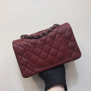Chanel A69900 Mini Flap Bag Grained Calfskin Wine Red Silver - Default Title - View 4