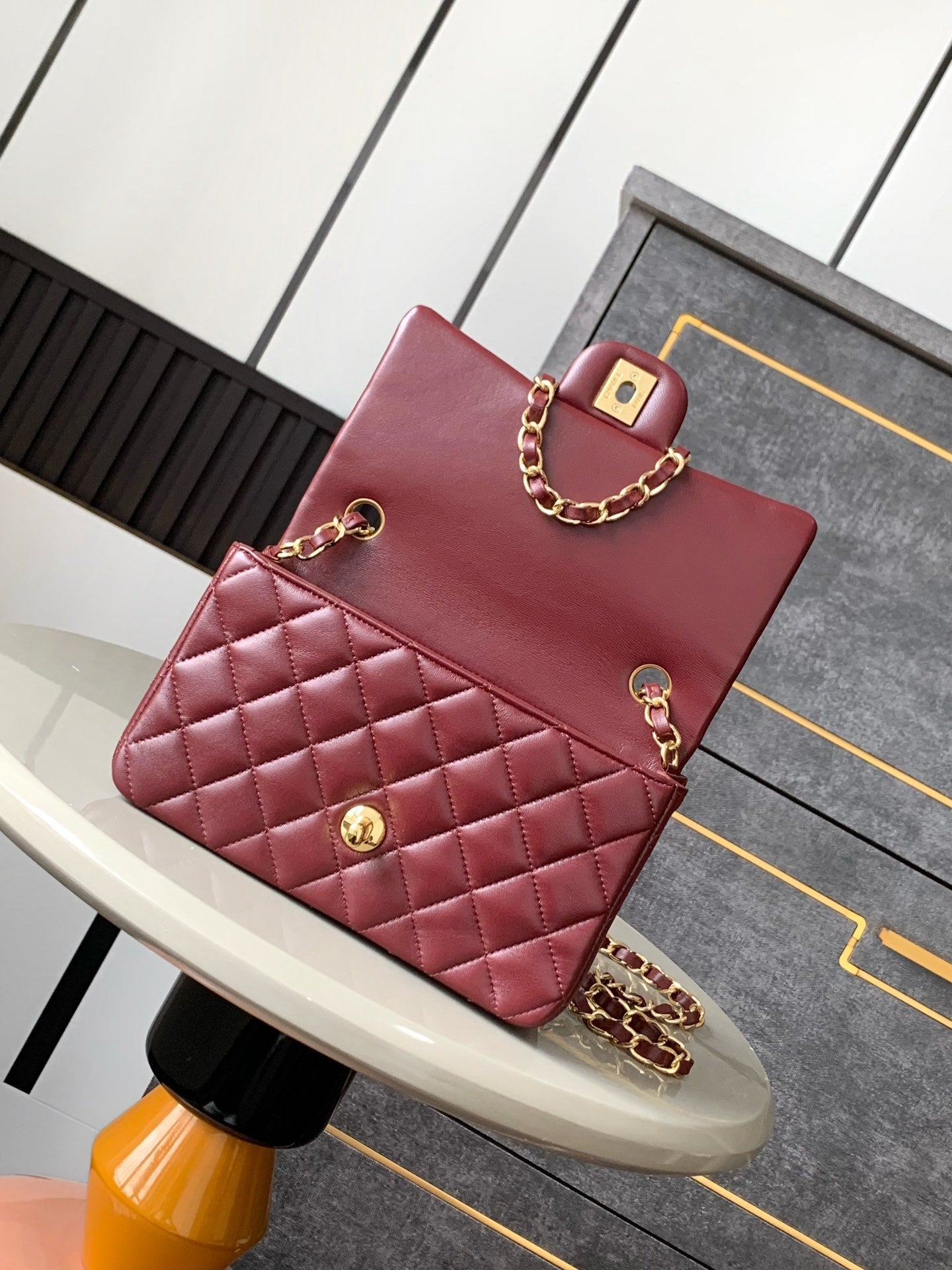 Chanel A69900 Mini Flap Bag Lambskin AS1116 Wine Red - Default Title - View 5