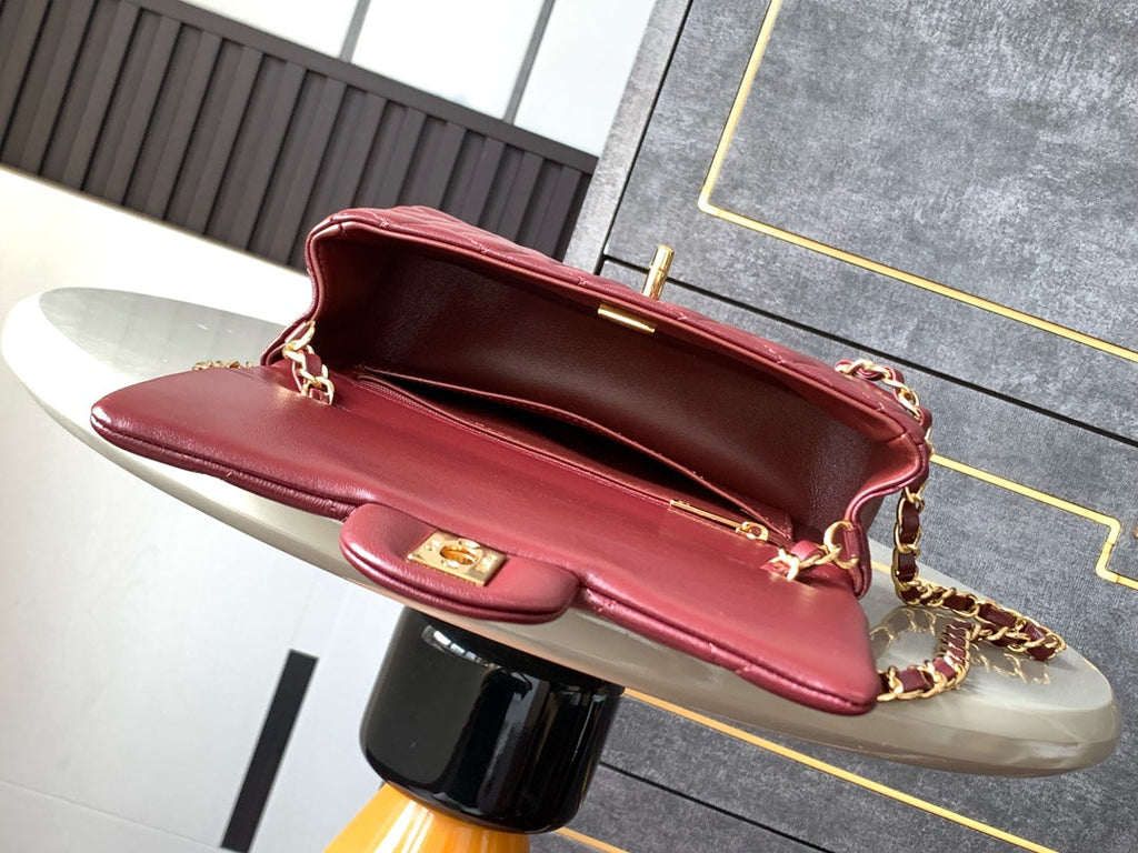Chanel A69900 Mini Flap Bag Lambskin AS1116 Wine Red