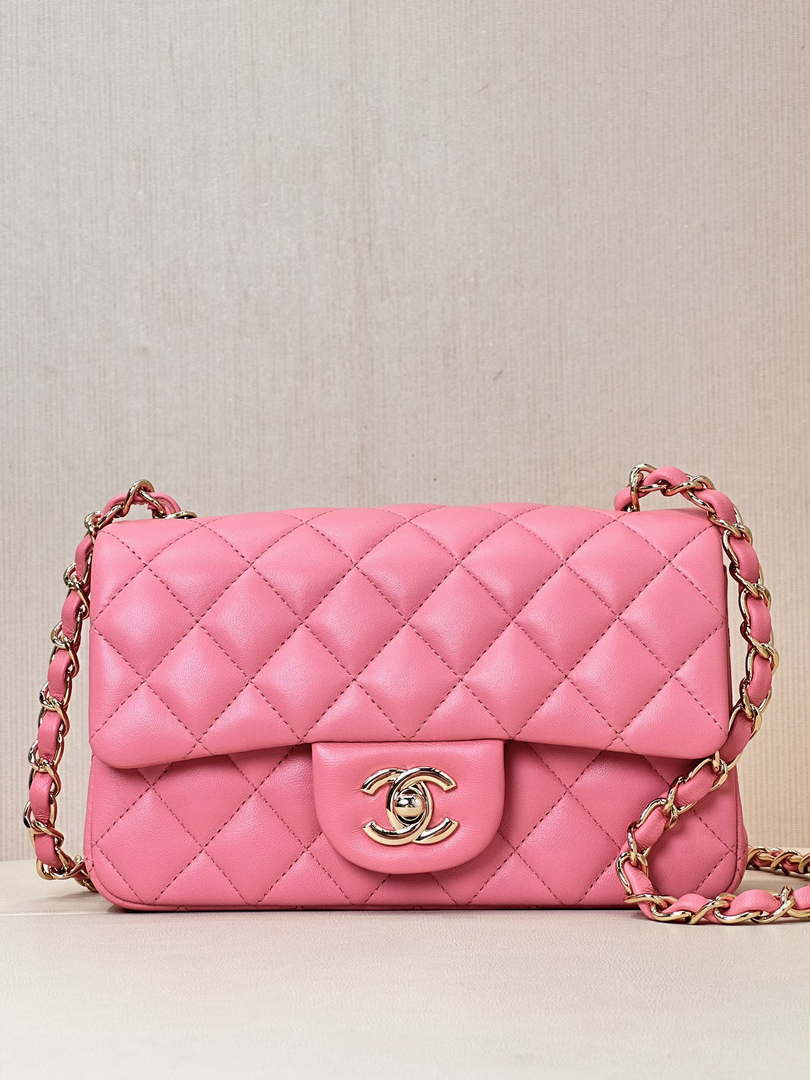 Chanel A69900 Mini Flap Bag Lambskin AS1116 Rose Red