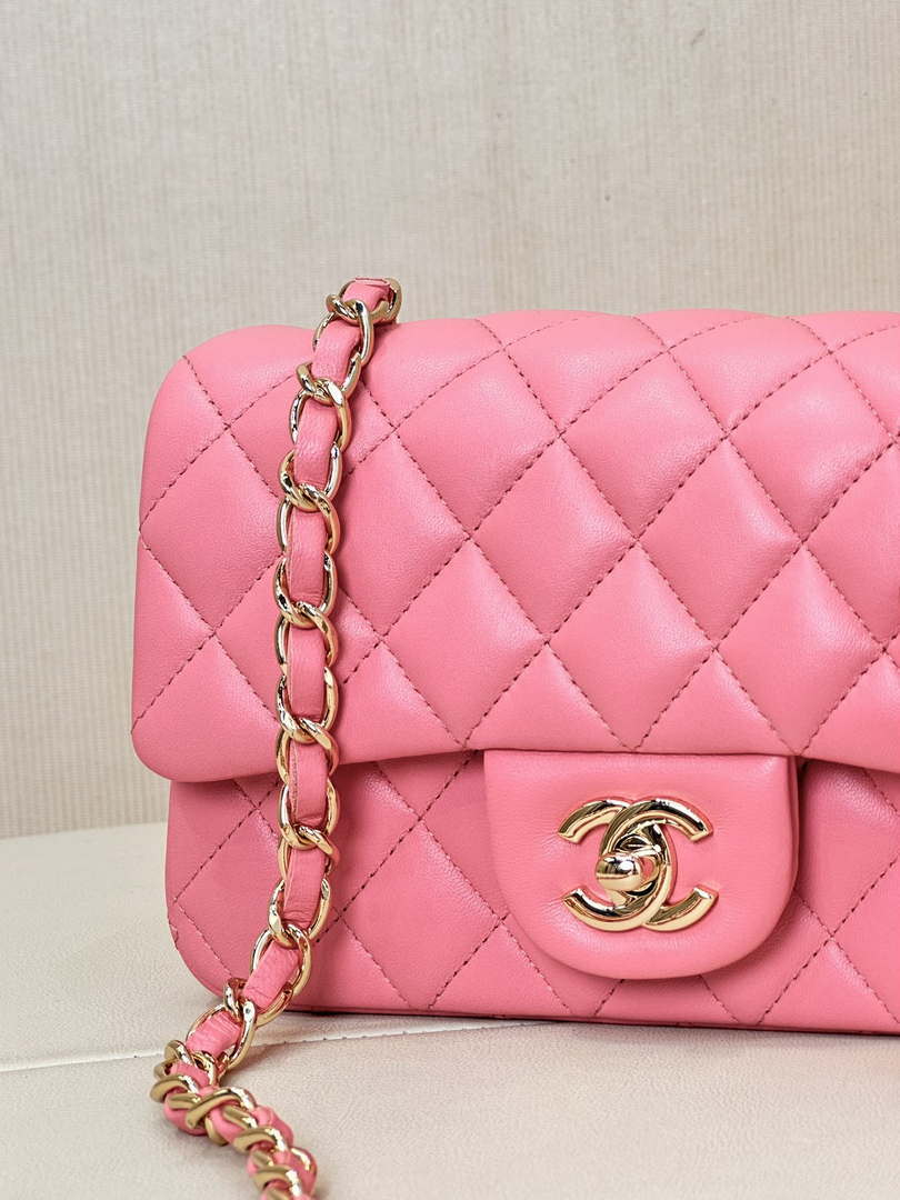 Chanel A69900 Mini Flap Bag Lambskin AS1116 Rose Red