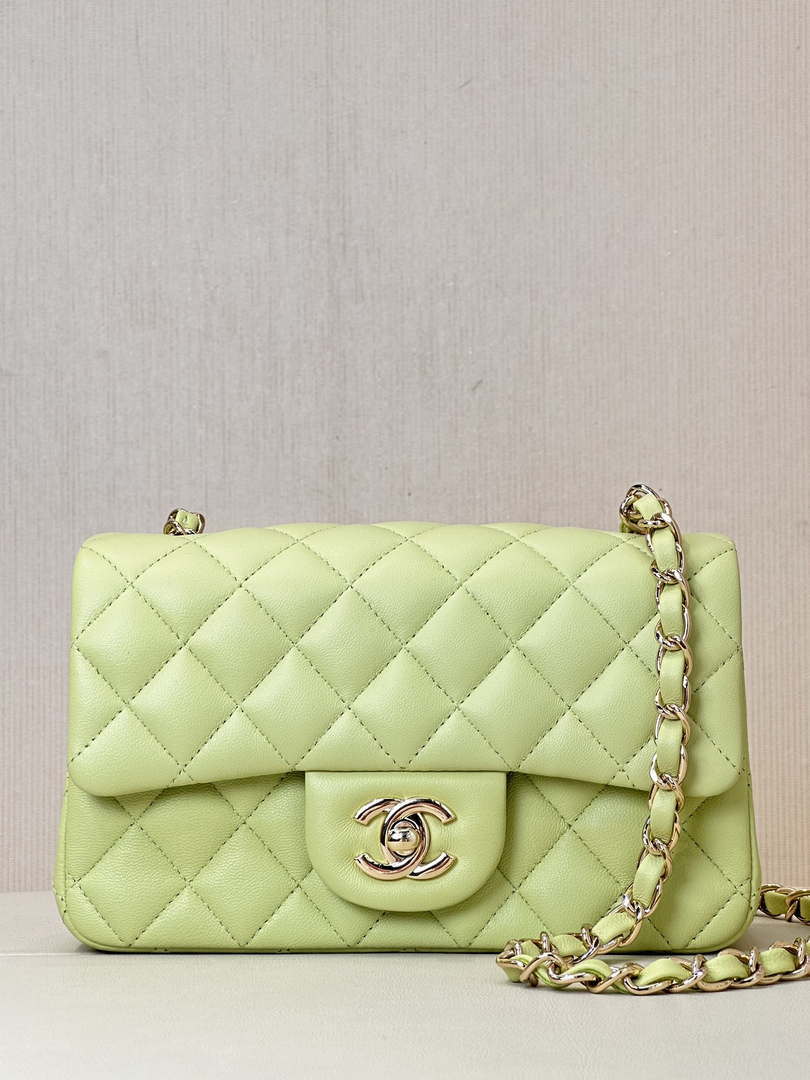 Chanel A69900 Mini Flap Bag Lambskin AS1116 Light Green - Default Title - View 1