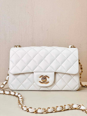 Chanel A69900 Mini Flap Bag Lambskin AS1116 White - Default Title - View 1