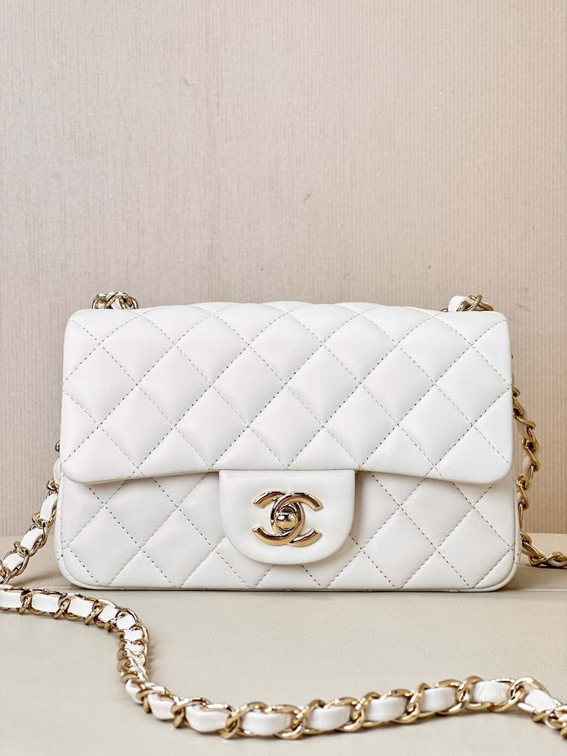 Chanel A69900 Mini Flap Bag Lambskin AS1116 White - Default Title - View 1