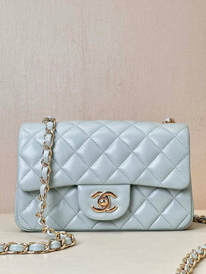 Chanel A69900 Mini Flap Bag Lambskin Light Blue AS1116 - Default Title - View 1