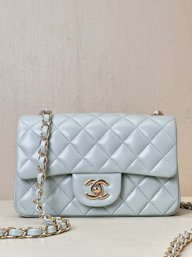Chanel A69900 Mini Flap Bag Lambskin Light Blue AS1116