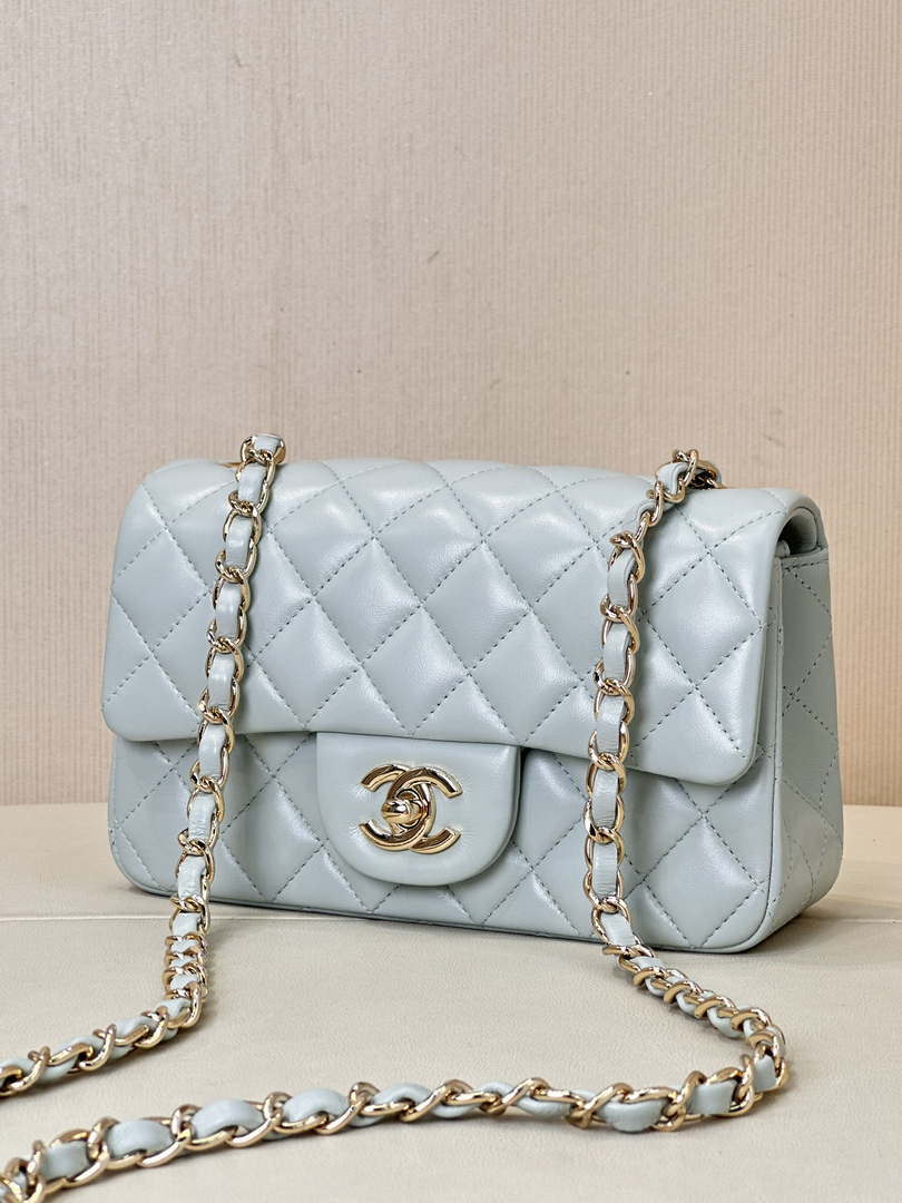 Chanel A69900 Mini Flap Bag Lambskin Light Blue AS1116