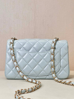 Chanel A69900 Mini Flap Bag Lambskin Light Blue AS1116 - Default Title - View 7