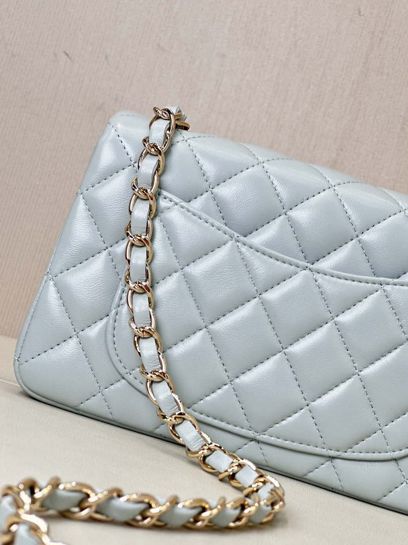 Chanel A69900 Mini Flap Bag Lambskin Light Blue AS1116 - Default Title - View 8