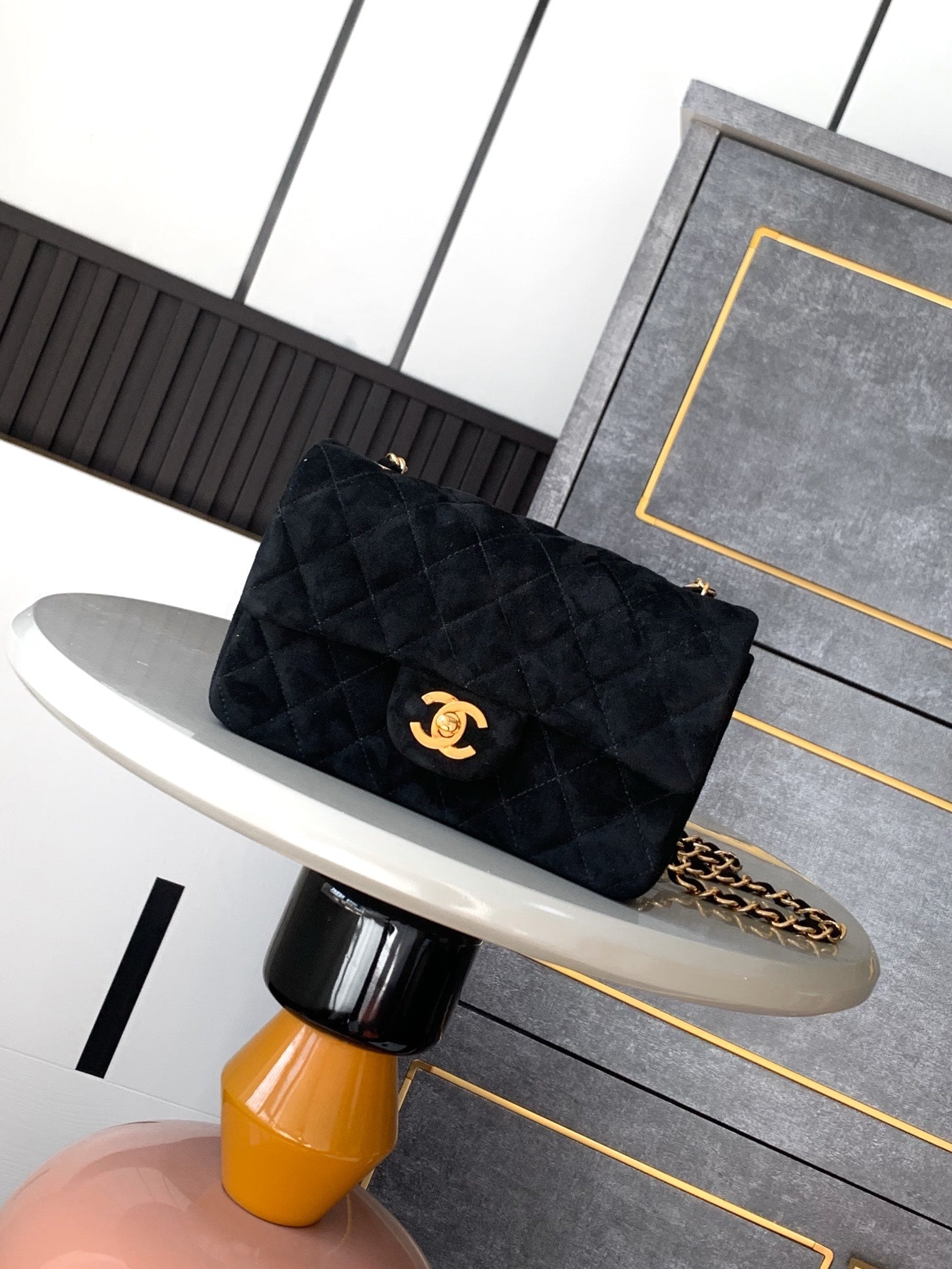 Chanel A69900 Mini Flap Bag Suede leather AS1116 Black
