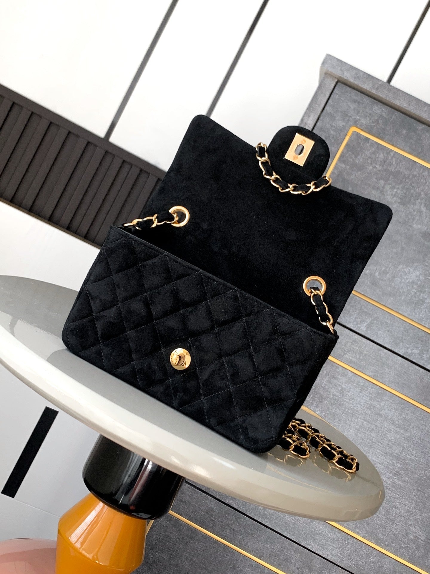 Chanel A69900 Mini Flap Bag Suede leather AS1116 Black