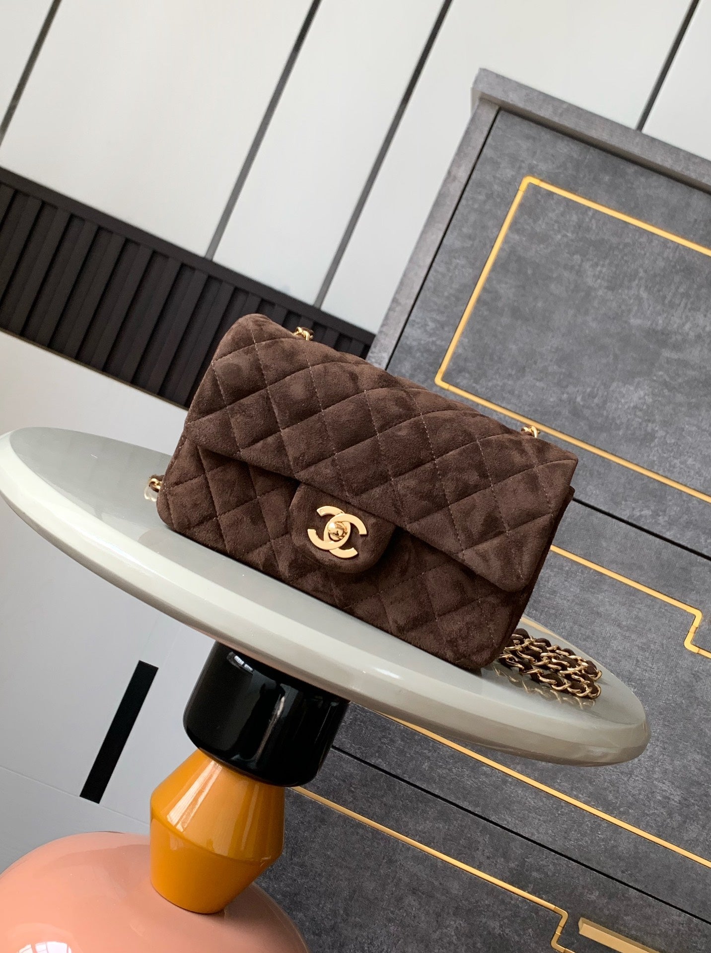 Chanel A69900 Mini Flap Bag Suede leather AS1116 Dark Brown - Default Title - View 1