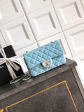 Chanel A69900 Mini Flap Blue Velvet CF AS1116