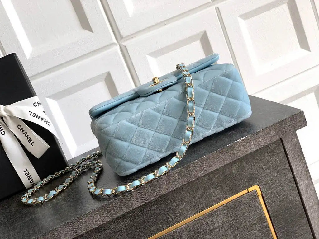 Chanel A69900 Mini Flap Blue Velvet CF AS1116