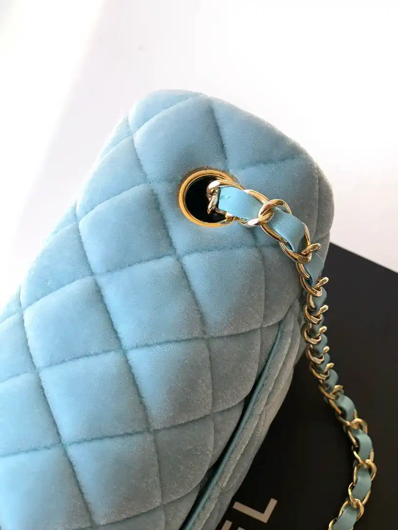 Chanel A69900 Mini Flap Blue Velvet CF AS1116