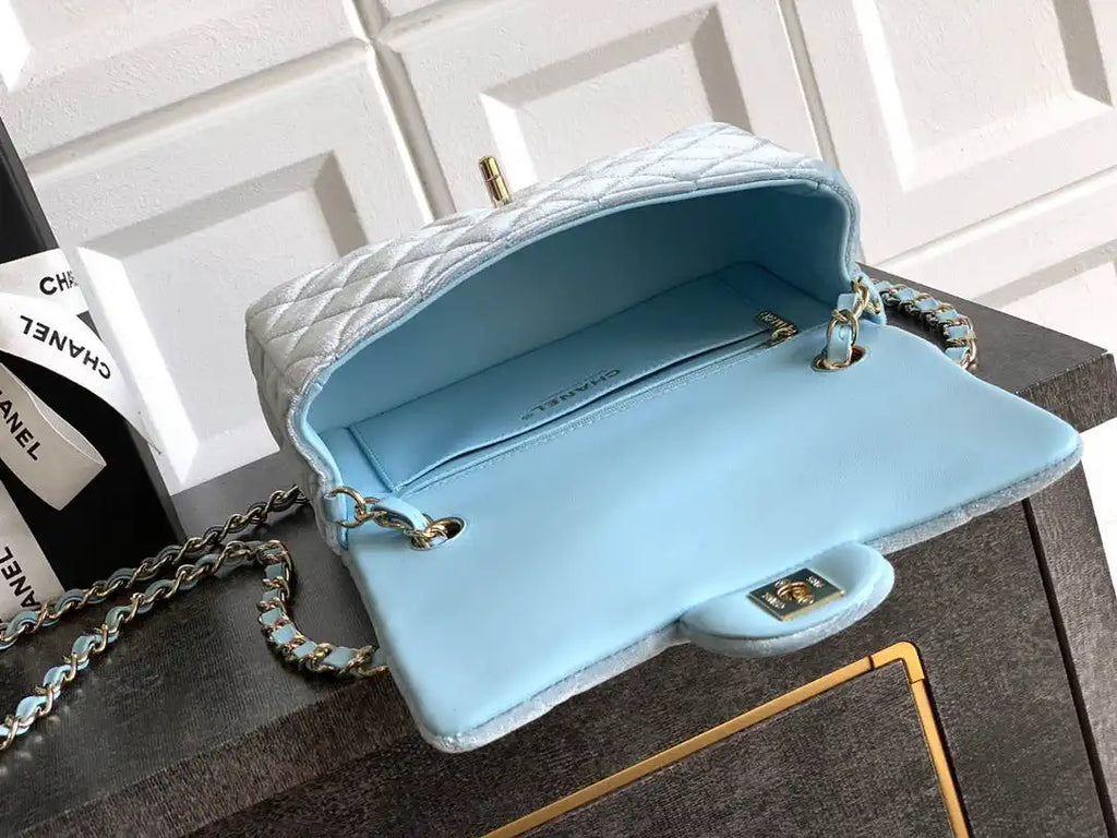 Chanel A69900 Mini Flap Blue Velvet CF AS1116