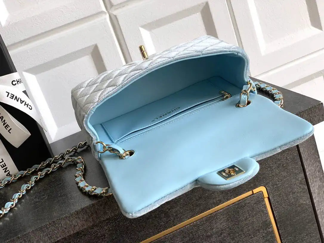Chanel A69900 Mini Flap Blue Velvet CF AS1116