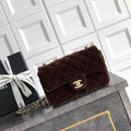 Chanel A69900 Mini Flap Dark Brown Velvet CF AS1116