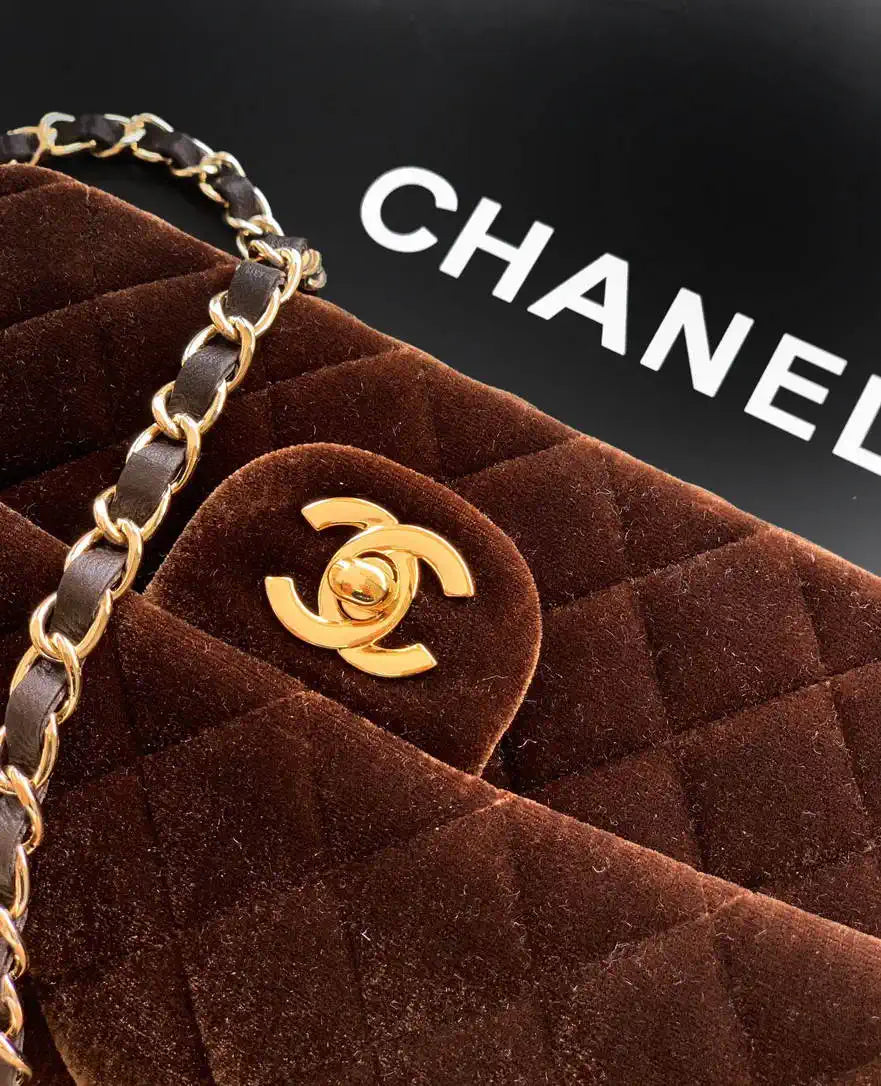 Chanel A69900 Mini Flap Dark Brown Velvet CF AS1116
