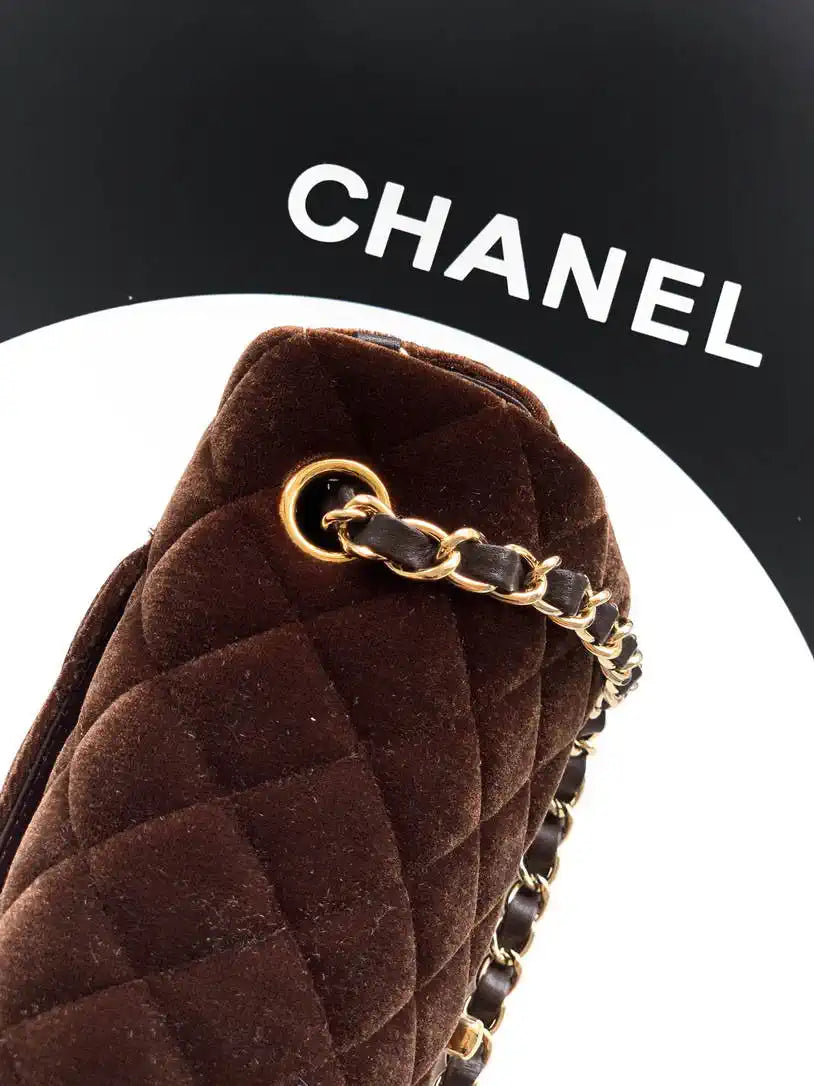 Chanel A69900 Mini Flap Dark Brown Velvet CF AS1116