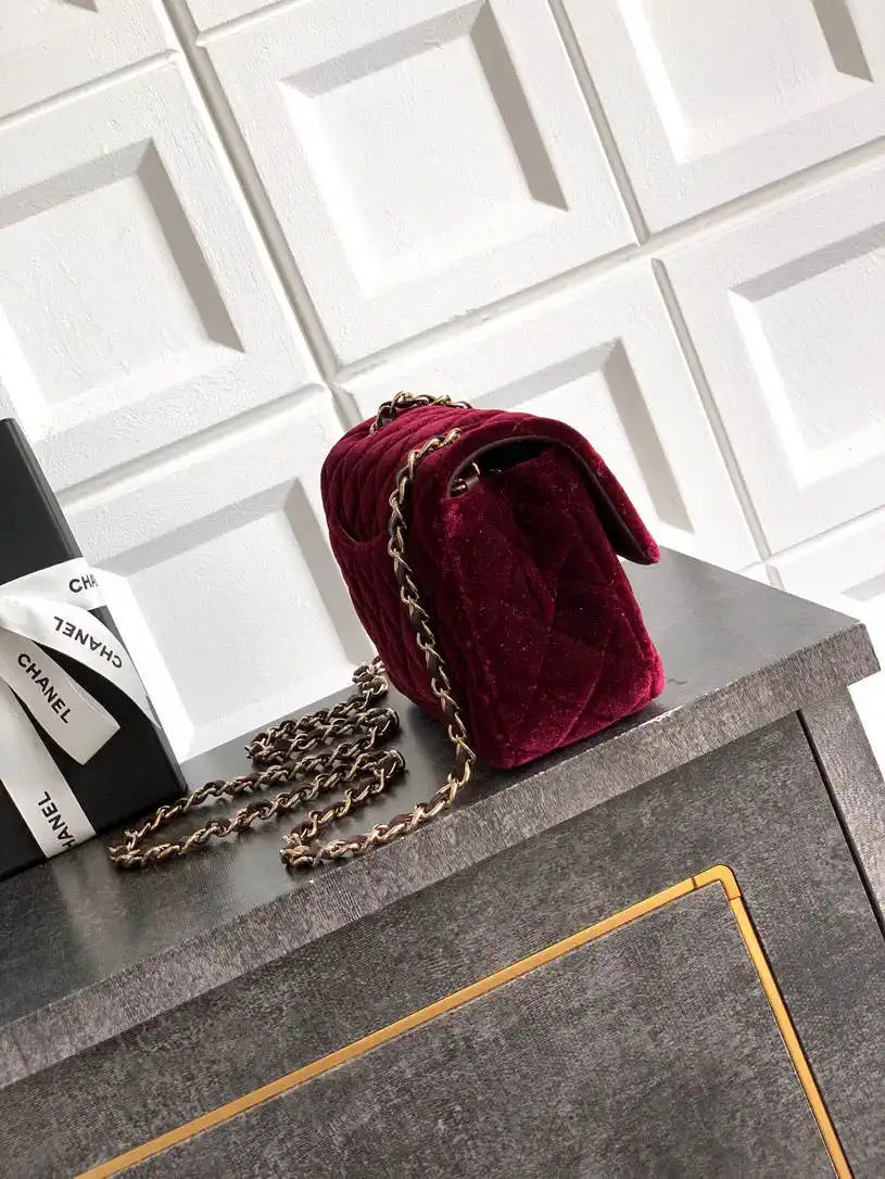 Chanel A69900 Mini Flap Dark Red Velvet CF AS1116