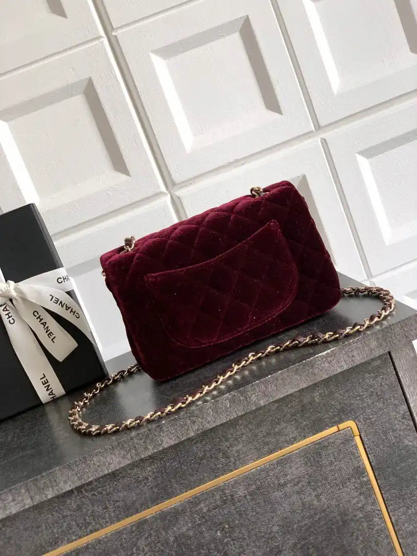 Chanel A69900 Mini Flap Dark Red Velvet CF AS1116