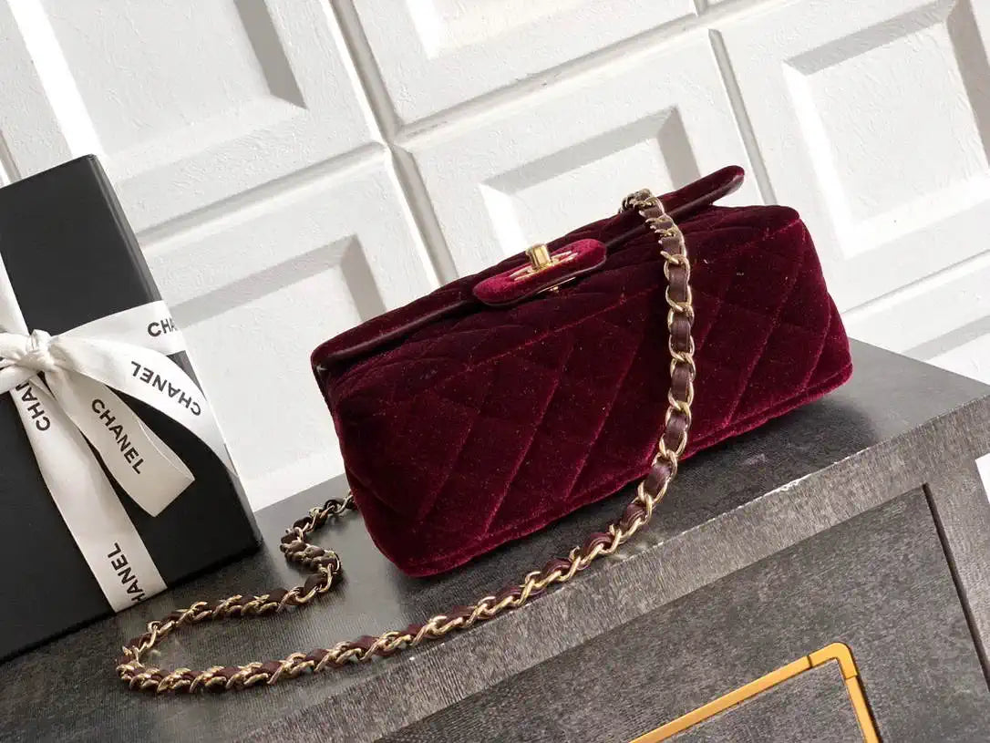 Chanel A69900 Mini Flap Dark Red Velvet CF AS1116