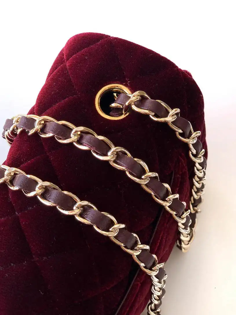 Chanel A69900 Mini Flap Dark Red Velvet CF AS1116