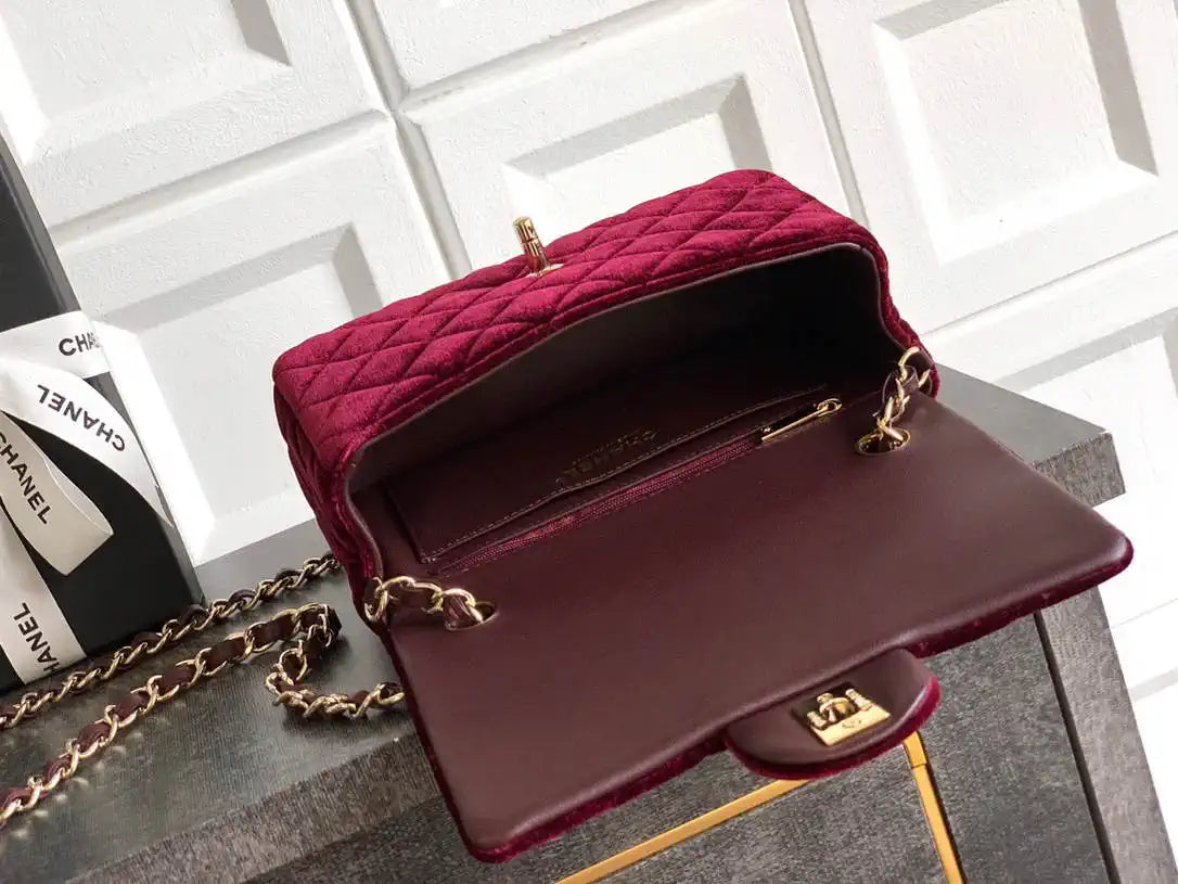 Chanel A69900 Mini Flap Dark Red Velvet CF AS1116