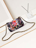 Chanel A69900 Mini Flap Printed Fabric & Gold Metal AS1116  Black & Multicolour