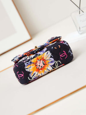 Chanel A69900 Mini Flap Printed Fabric & Gold Metal AS1116  Black & Multicolour - Default Title - View 7