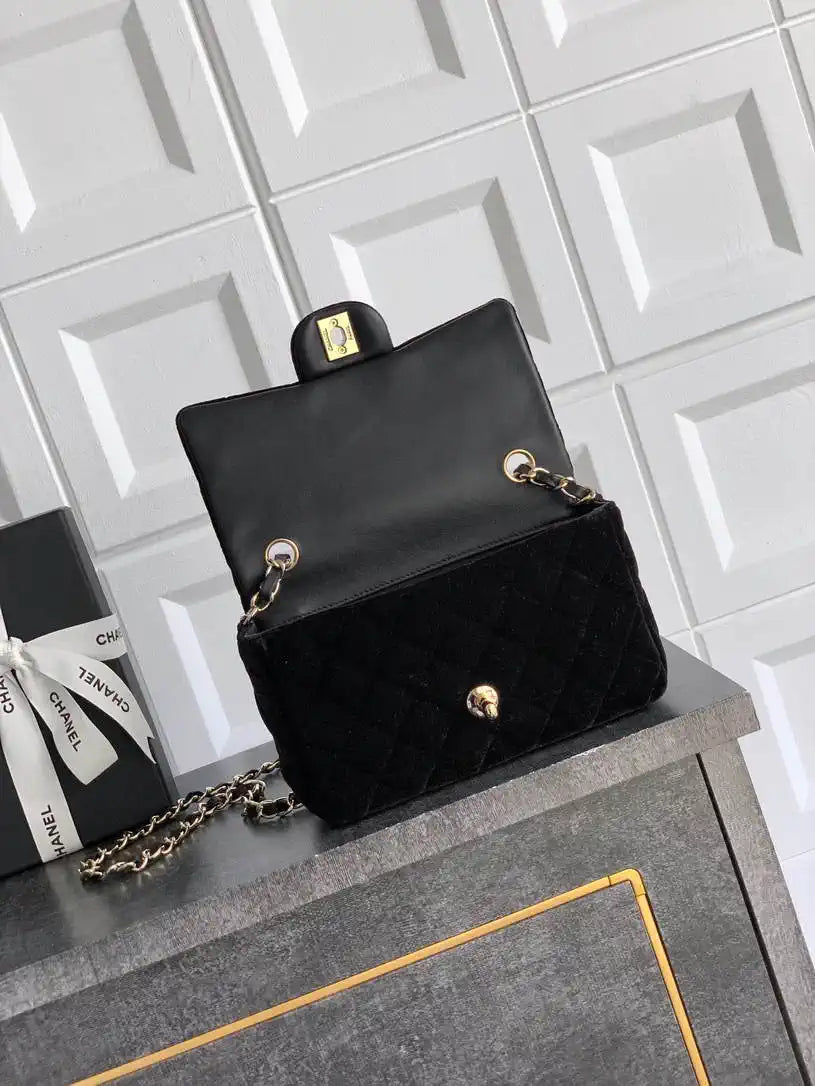 Chanel A69900 Mini Flap Black Velvet CF AS1116