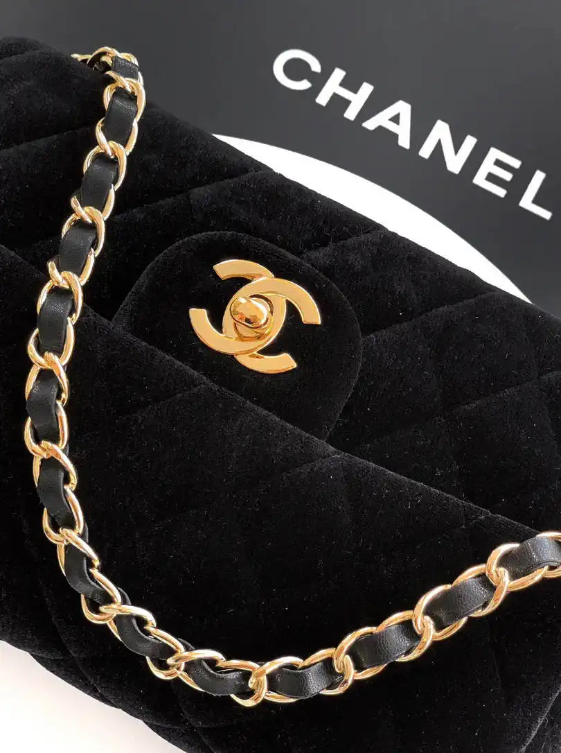 Chanel A69900 Mini Flap Black Velvet CF AS1116