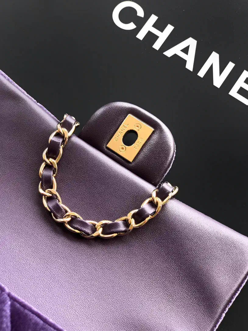 Chanel A69900 Mini Flap Purple Velvet CF AS1116