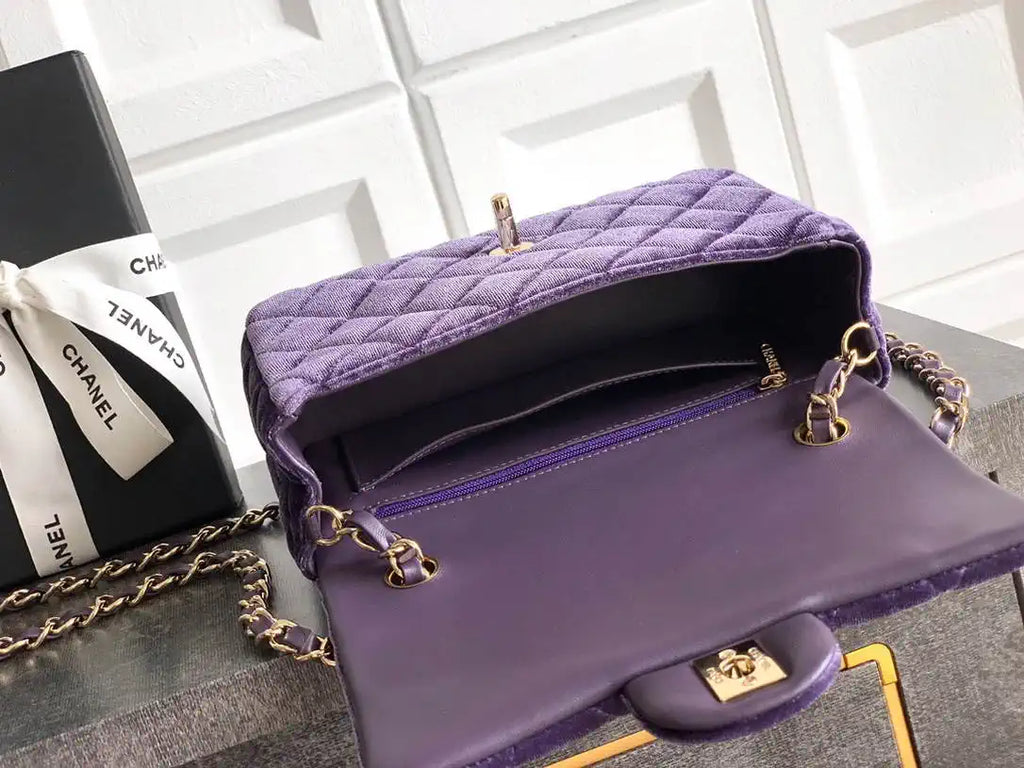 Chanel A69900 Mini Flap Purple Velvet CF AS1116