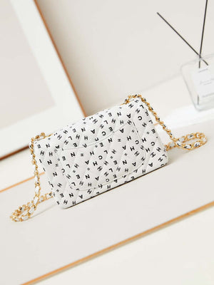 Chanel A69900 Mini Flap White Lambskin Printed AS1116 with Black CC logo - Default Title - View 5