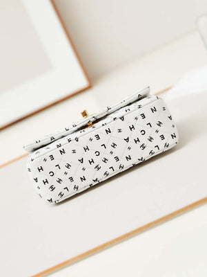 Chanel A69900 Mini Flap White Lambskin Printed AS1116 with Black CC logo - Default Title - View 6