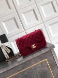 Chanel A69900 Mini Flap Wine Red Velvet CF AS1116