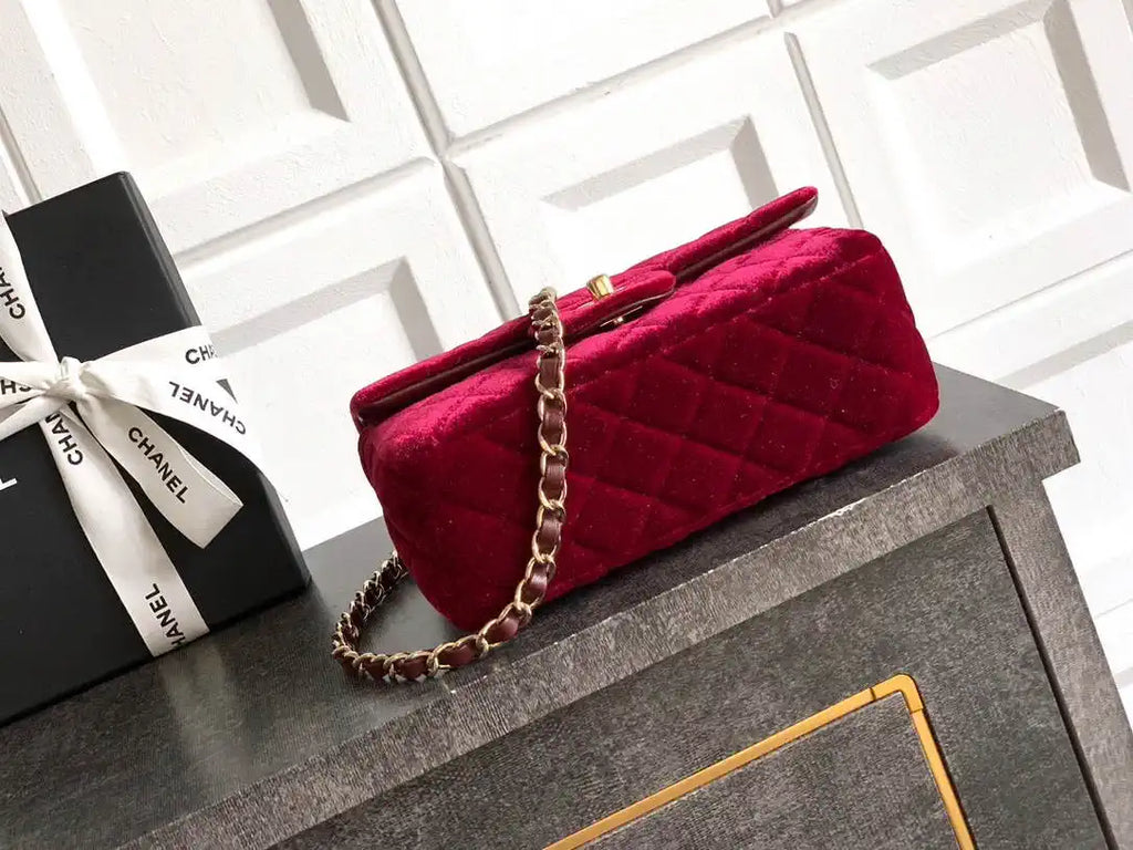 Chanel A69900 Mini Flap Wine Red Velvet CF AS1116