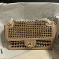 Chanel A8003 25p Evening Bag Lambskin Rhinestones Pearls A01112 Apricot Gold - Default Title - View 1