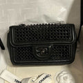 Chanel A8003 25p Evening Bag Lambskin Rhinestones Pearls A01112 Black - Default Title - View 1