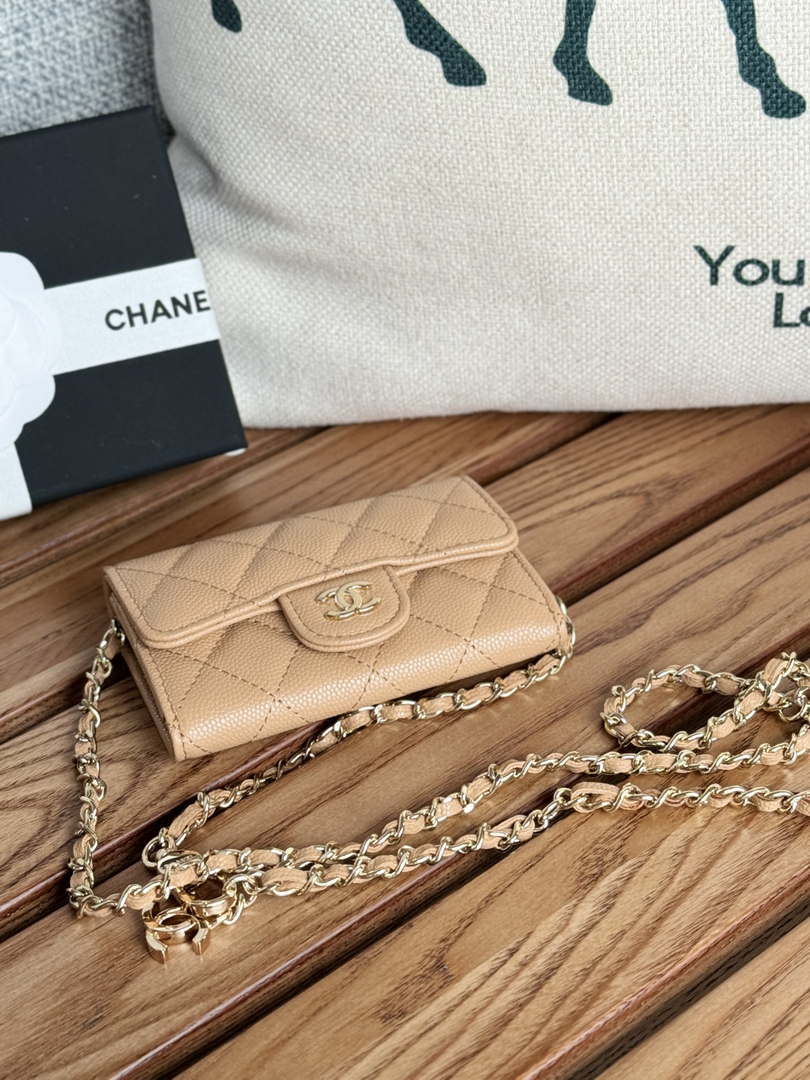 Chanel A81081 Wallet on Chain Shiny Calfskin Apricot - Default Title - View 3