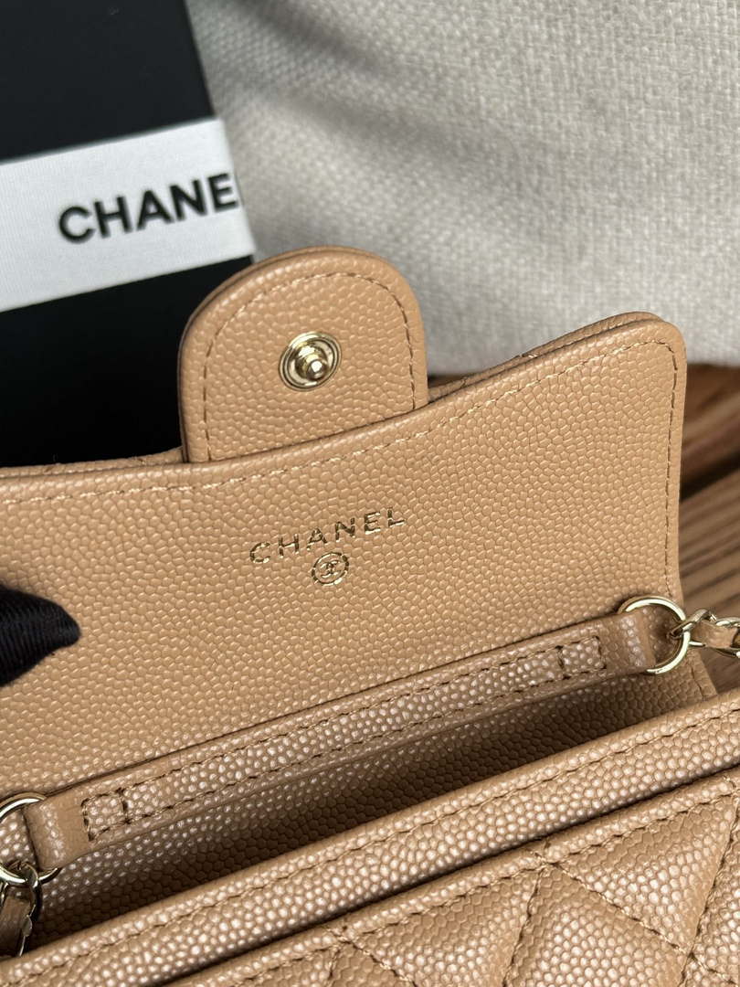 Chanel A81081 Wallet on Chain Shiny Calfskin Apricot - Default Title - View 7