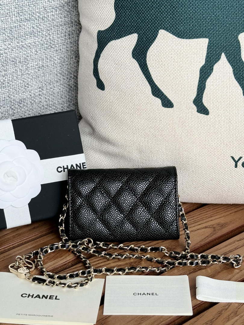 Chanel A81081 Wallet on Chain Shiny Calfskin Black Big ball - Gold - View 2