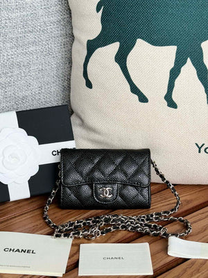 Chanel A81081 Wallet on Chain Shiny Calfskin Black Big ball - Gold - View 10