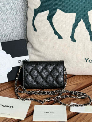 Chanel A81081 Wallet on Chain Shiny Calfskin Black Big ball - Gold - View 11